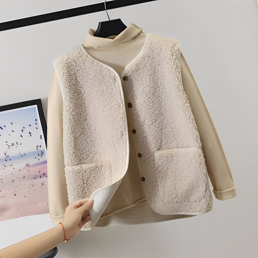 Drune | Modische Plüschjacke mit Taschen für Damen