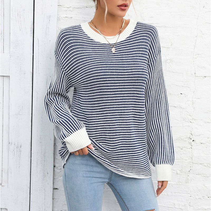 Drune | Gestreifter Strickpullover Mit Lässigem Schnitt
