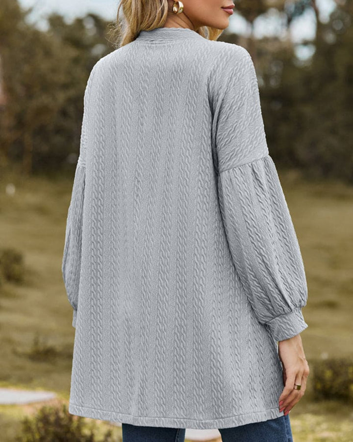 Drune | stilvoller strukturierter Cardigan mit Laternenärmeln