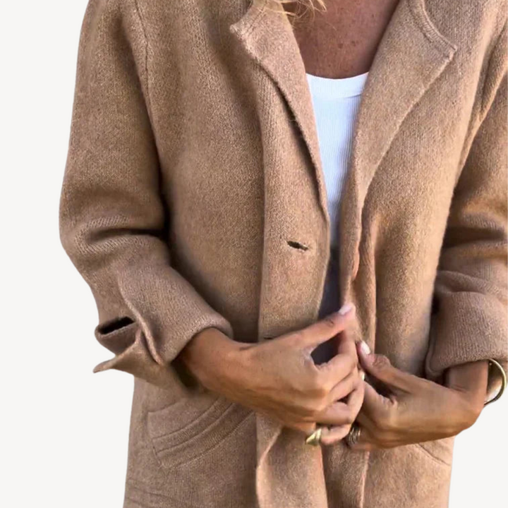 Drune | Frauen Wollmischung Langjacke mit Knopfverschluss