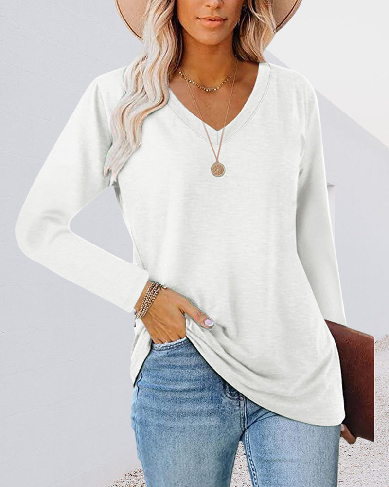 Drune | Langarm T Shirt mit V-Ausschnitt
