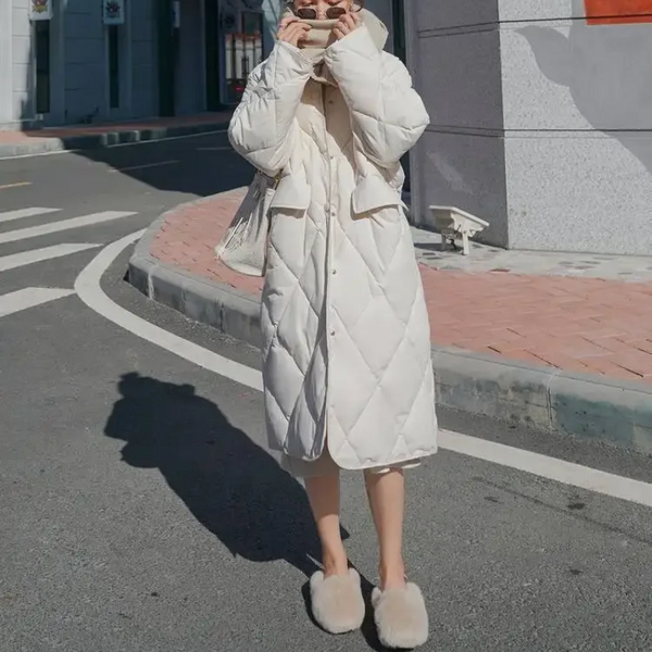 Drune | Stylische Übergroße Steppjacke mit Pelzkragen und Knöpfen Ideal für Herbst/Winter