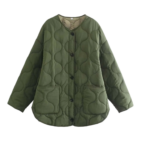 Drune | Lässige Rundhals-Steppjacke mit Karomuster und großen Taschen Ideal für Herbst/Winter