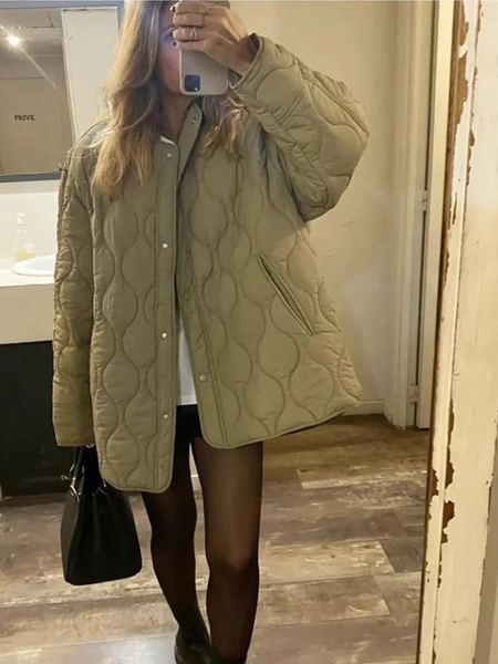 Drune | Elegante Langarm-Steppjacke mit Ein-Knopf-Verschluss Ideal für Herbst/Winter