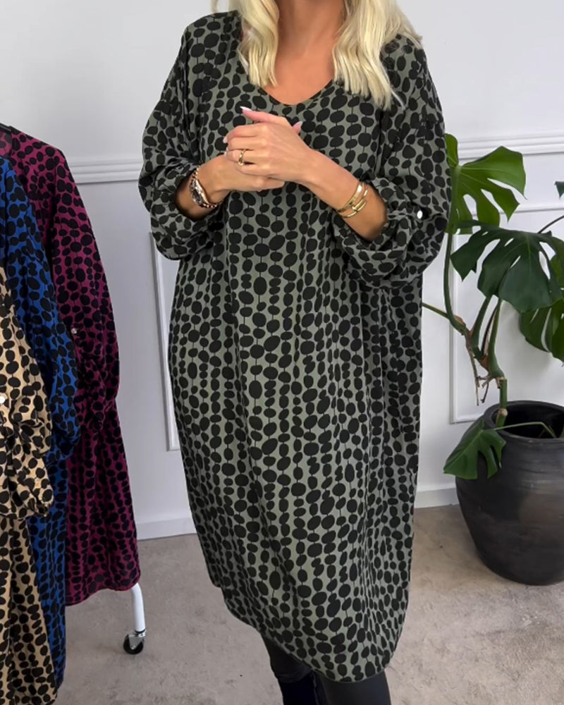 Drune | Kleid mit Gepunktetem V-Ausschnitt
