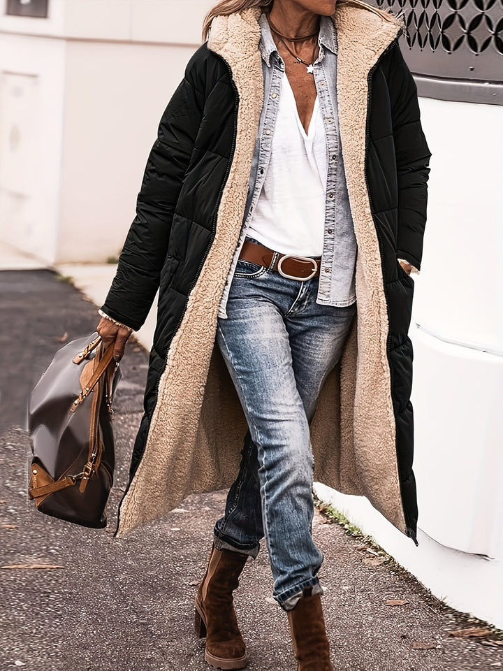 Drune | Halblange Puffer Winterjacke mit Kapuze für Frauen - Perfekt für Freizeitaktivititäten