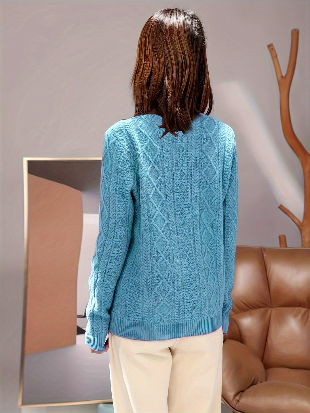 Drune |  Wollstrickpullover mit gemütlichen langen Ärmeln Pullover Damen - Perfekt für Freizeitkleidung
