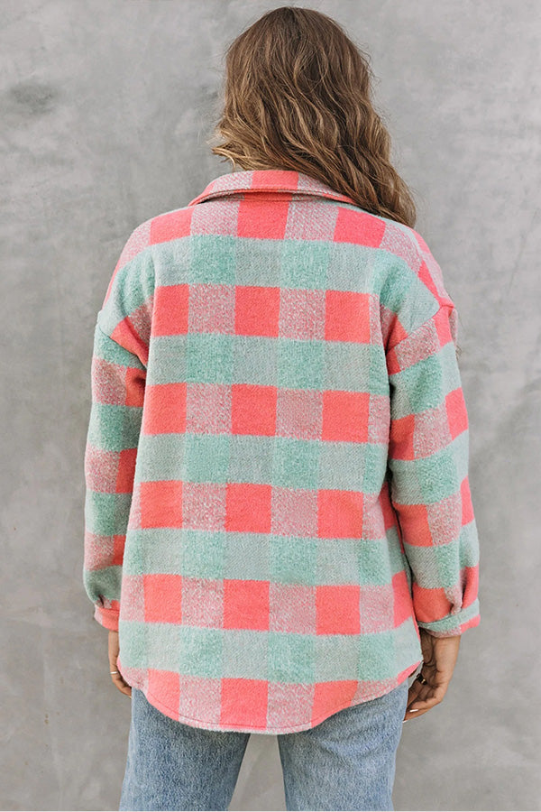 Drune | Karo Farbblock Freizeit Übergroße Jacke