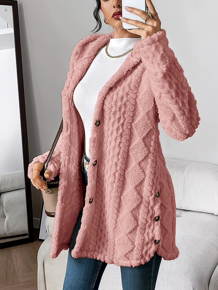 Drune | Lange Jacke mit Kapuze und Knöpfen