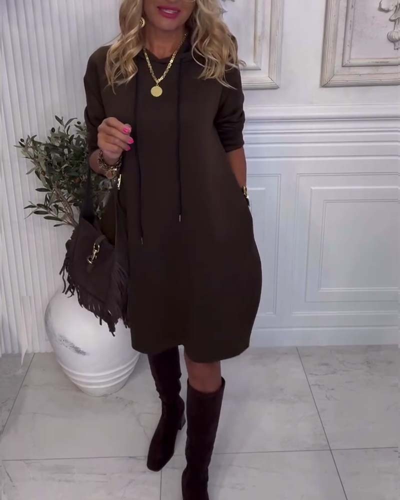 Drune | Uni Kleid mit Kapuze