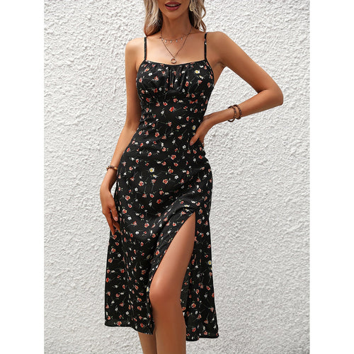 Drune Polka-Dot-Hosenträgerkleid - Damenlangkleid