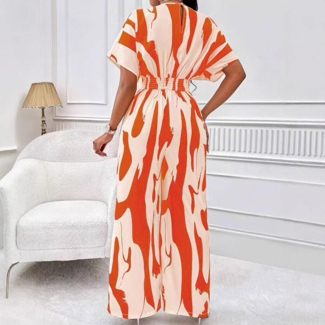 Drune | Kurzärmeliger Jumpsuit mit bedruckter Taille