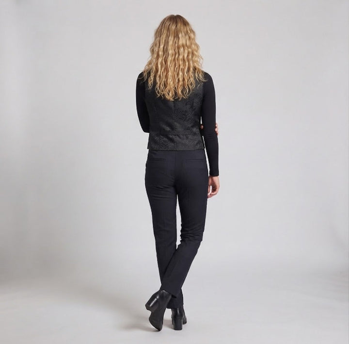 Damen Elegante Samt-Weste mit Blumenmustern und doppelter Knopfleiste Drune