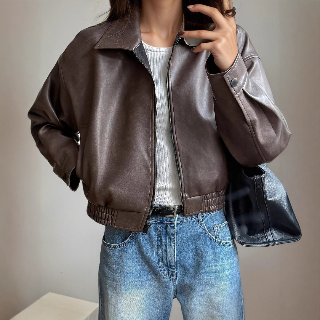 Drune | Damen-Lederjacke mit langen Ärmeln Elvira