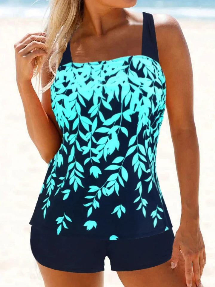 Drune | Hochtaillierter Tankini mit Blattdruck
