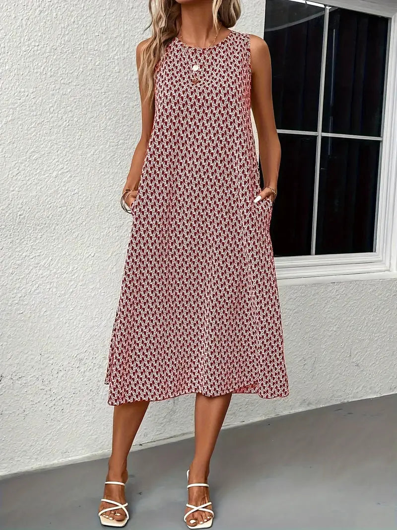 Drune | Lässiges Kleid Mit Alloverdruck Und Tasche – Modisch & Bequem