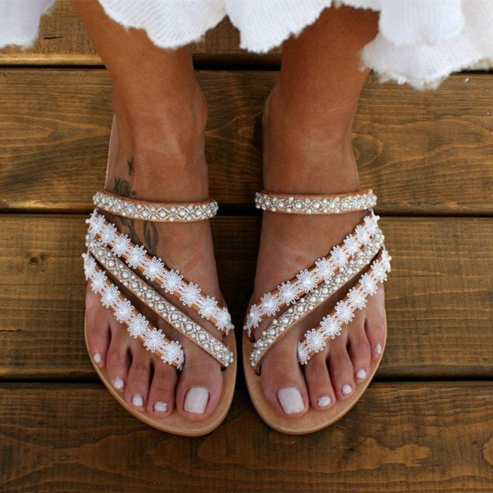 Drune | Boho Strand Strass Flip Flops