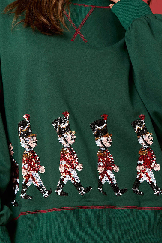 Drune | Weihnachts Soldat Pailletten Langarm Freizeit Sweatshirt