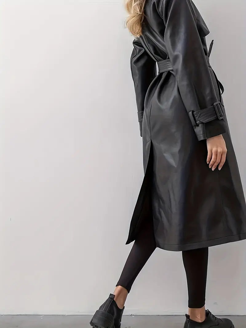 Drune | Leder Trenchcoat Winterjacke für Damen