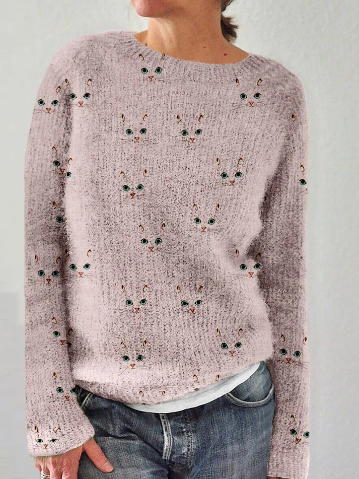 Drune | Stilvolles Sweatshirt mit Katzenmuster