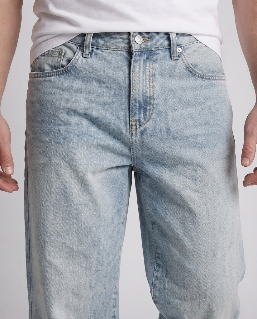 Herren Weitfallende Denim-Palazzo-Jeans mit seitlichen Kontrastpaneelen Drune