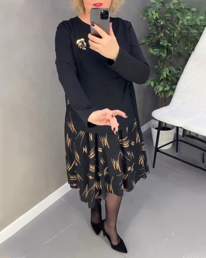 Drune | Printkleid mit Lockerem Schnitt und Rundhalsausschnitt