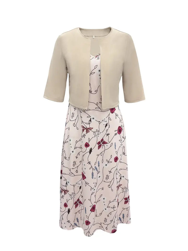 Drune | Geteilter Kleid mit V-Ausschnitt und Ärmellose Oberteil mit Blumenmuster