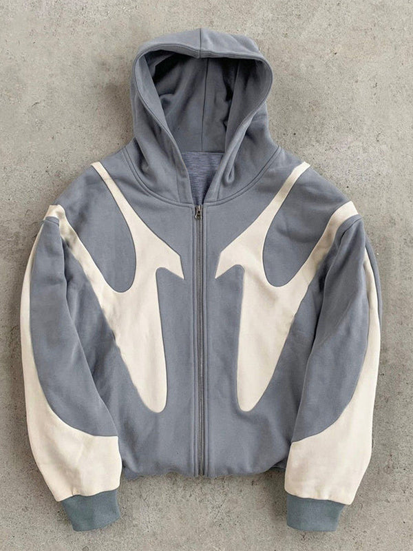 Drune | Y2k Kontrastfarbe Übergroße Hoodie mit langen Ärmeln für Herren