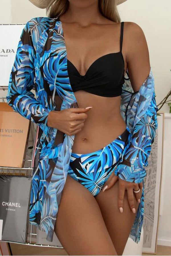 Drune – Wickel-Bügel-Bikini mit tropischem Print und Überzug