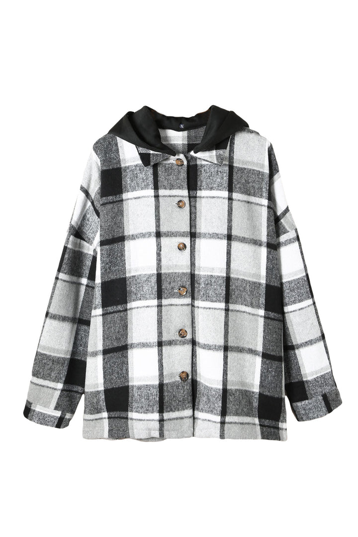 Drune | Gitterhemdenjacke mit Kapuze Polyester Lässig und Trendy