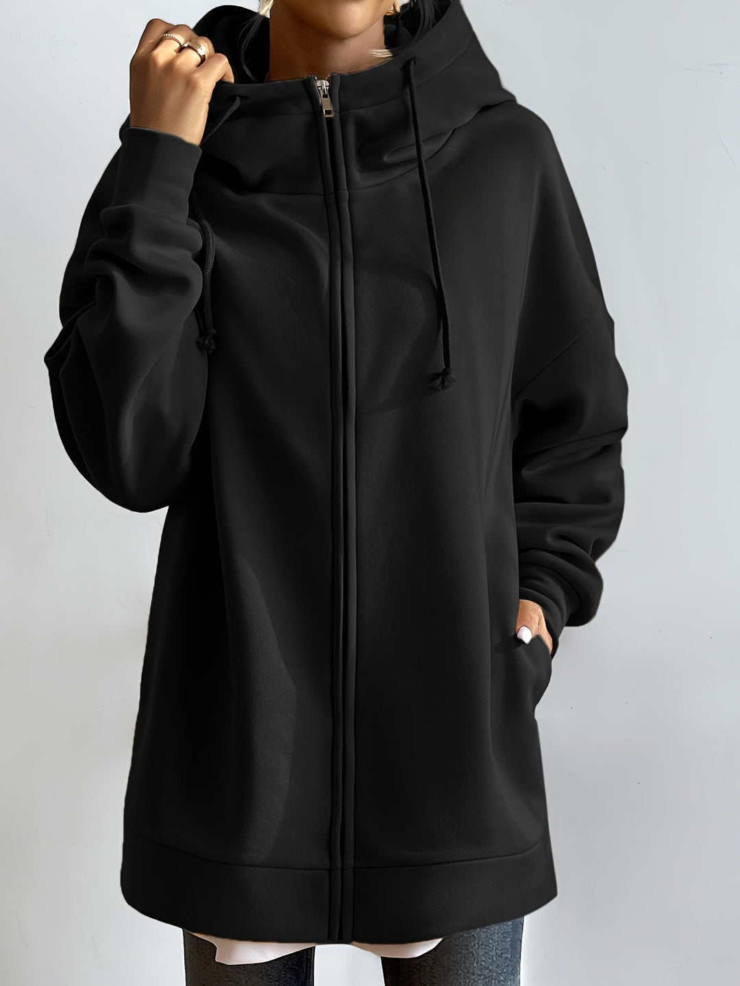 Drune | Comfort - Extrem bequemer langer Zip-Up-Plüsch-Hoodie mit Kapuze für Damen