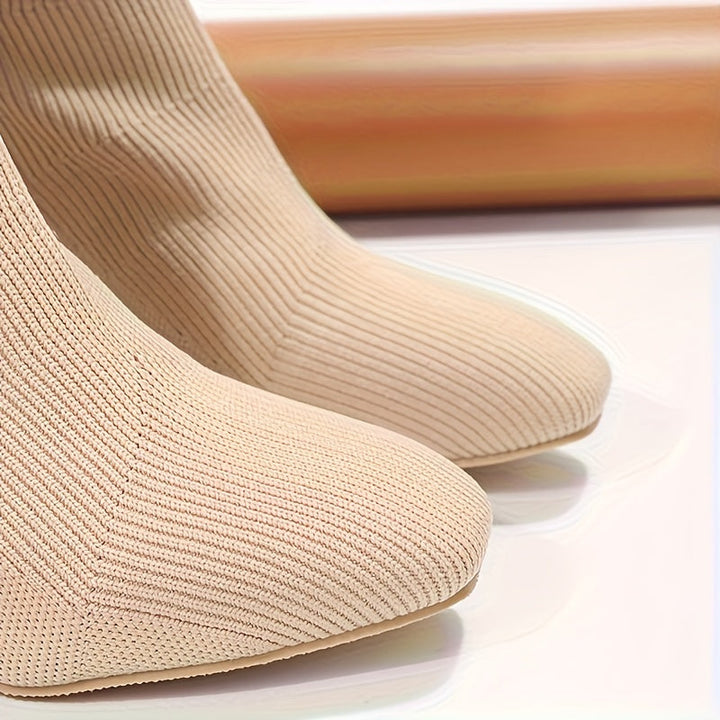 Drune | Strickstiefel Mit Halbhohem Schaft Und Blockabsatz