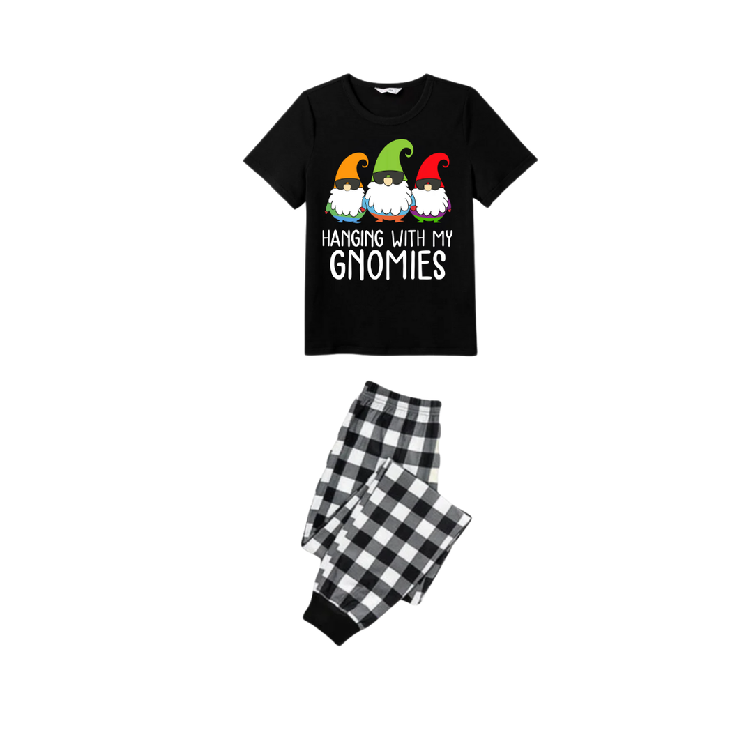 Drune | Paar Kurzarm-Pyjamas mit Aufdruck "Hängend mit meinen Gnome"