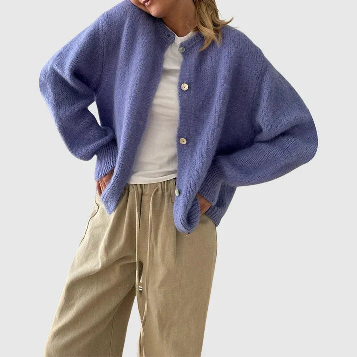 Drune | Damen Cardigan mit Rundhalsausschnitt und Knopfverschluss
