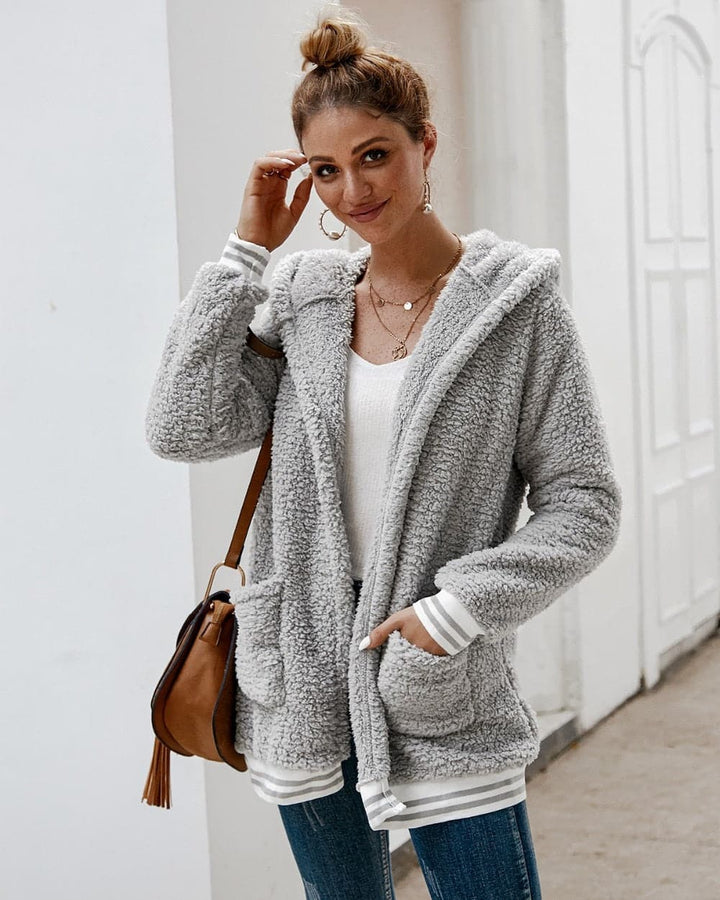Drune | Fleecejacke Übergroß Sherpa Kapuze Und Große Taschen Weich Und Warm