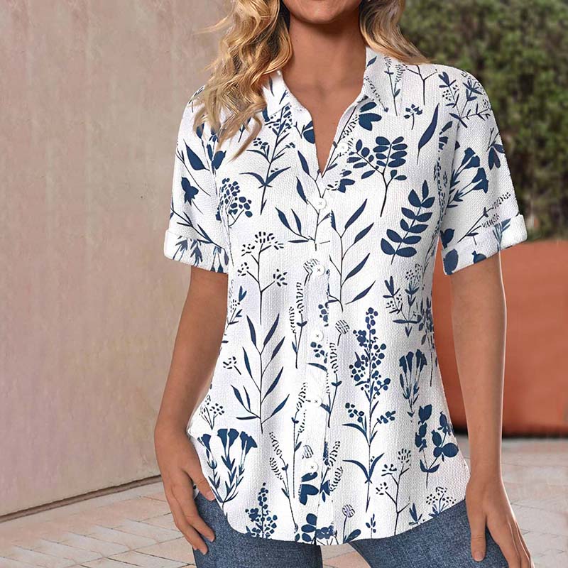 Drune | Freizeitbluse mit Blätterdruck