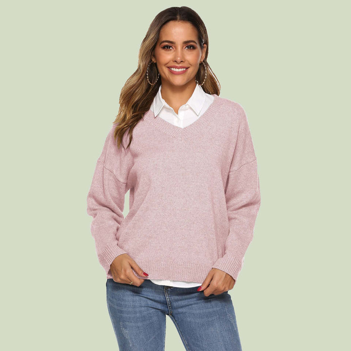 Drune | Strickpullover - V-Ausschnitt - Lockere Passform - Lange Ärmel - Weich und Bequem