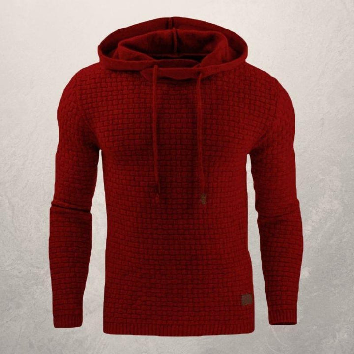 Drune | Kapuzenpullover Slim Passform Weiches Strickmaterial Karomuster Lange Ärmel