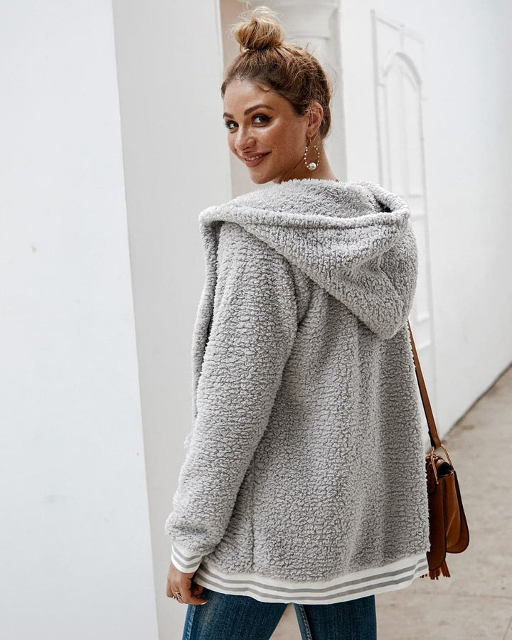 Drune | Fleecejacke Übergroß Sherpa Kapuze Und Große Taschen Weich Und Warm