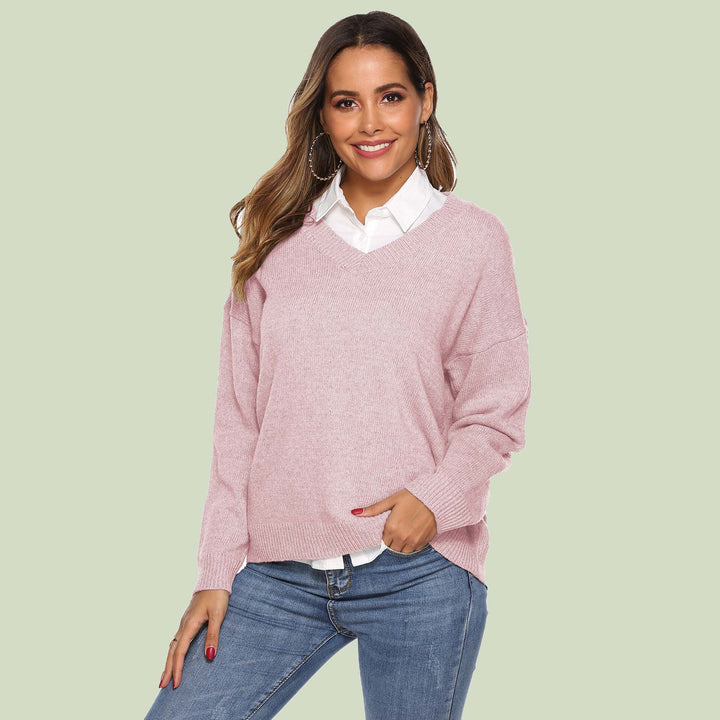 Drune | Strickpullover - V-Ausschnitt - Lockere Passform - Lange Ärmel - Weich und Bequem
