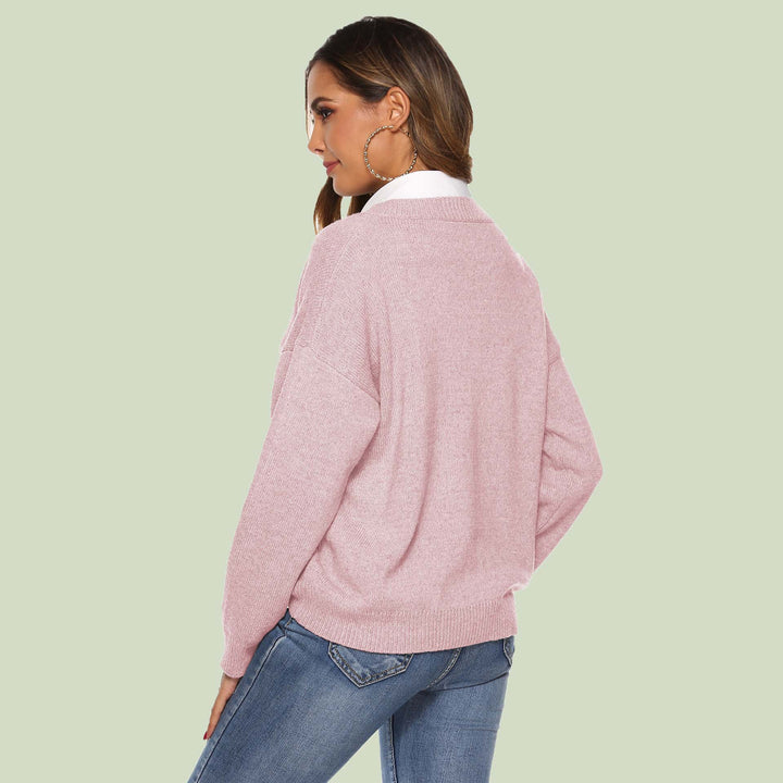 Drune | Strickpullover - V-Ausschnitt - Lockere Passform - Lange Ärmel - Weich und Bequem