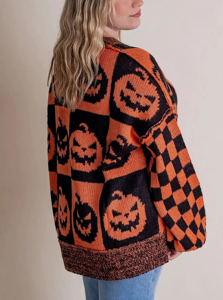 Drune | Halloween Checkered Knit Sweater