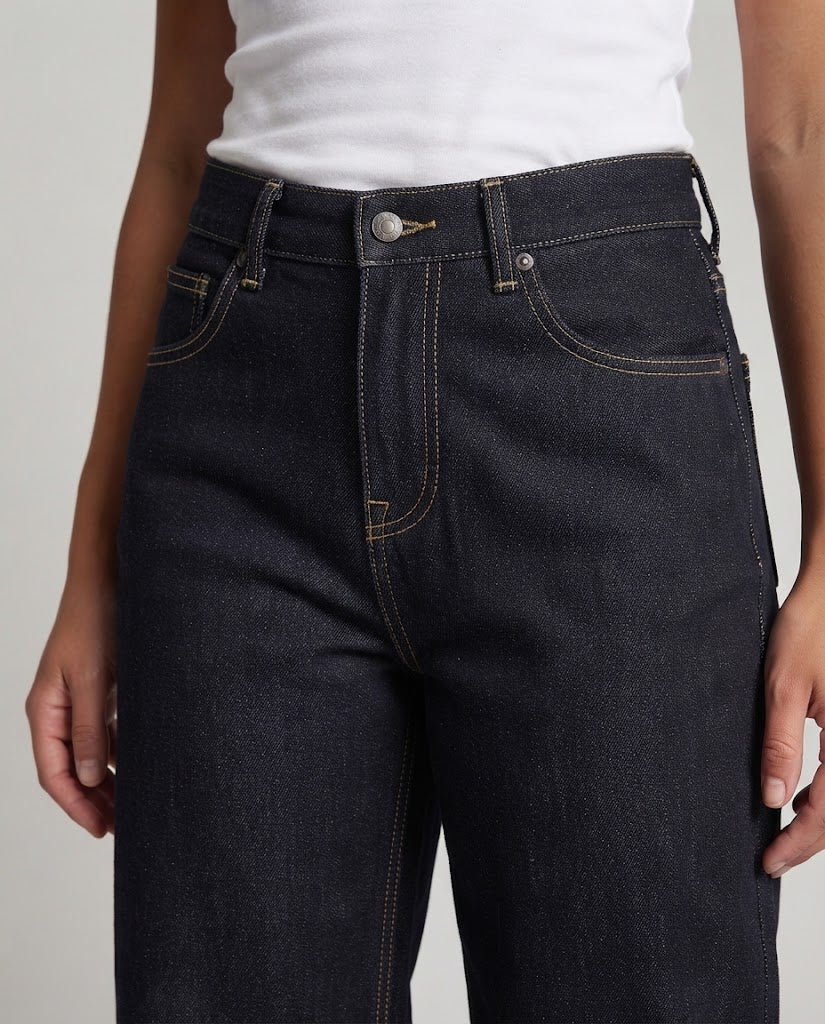 Damen Bodenlange Extraweite Denim-Hose im Maximal-Baggy-Schnitt mit cleanem Five-Pocket-Design Drune
