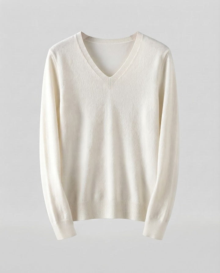 Damen Feinstrick V‑Ausschnittpullover in Kaschmir‑Optik mit schmaler Silhouette Drune