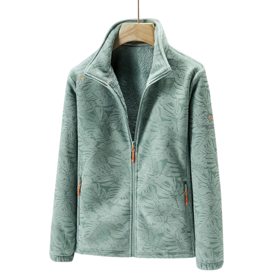 Drune | Damen Outdoor Fleecejacke Winddicht mit Pflanzenmuster