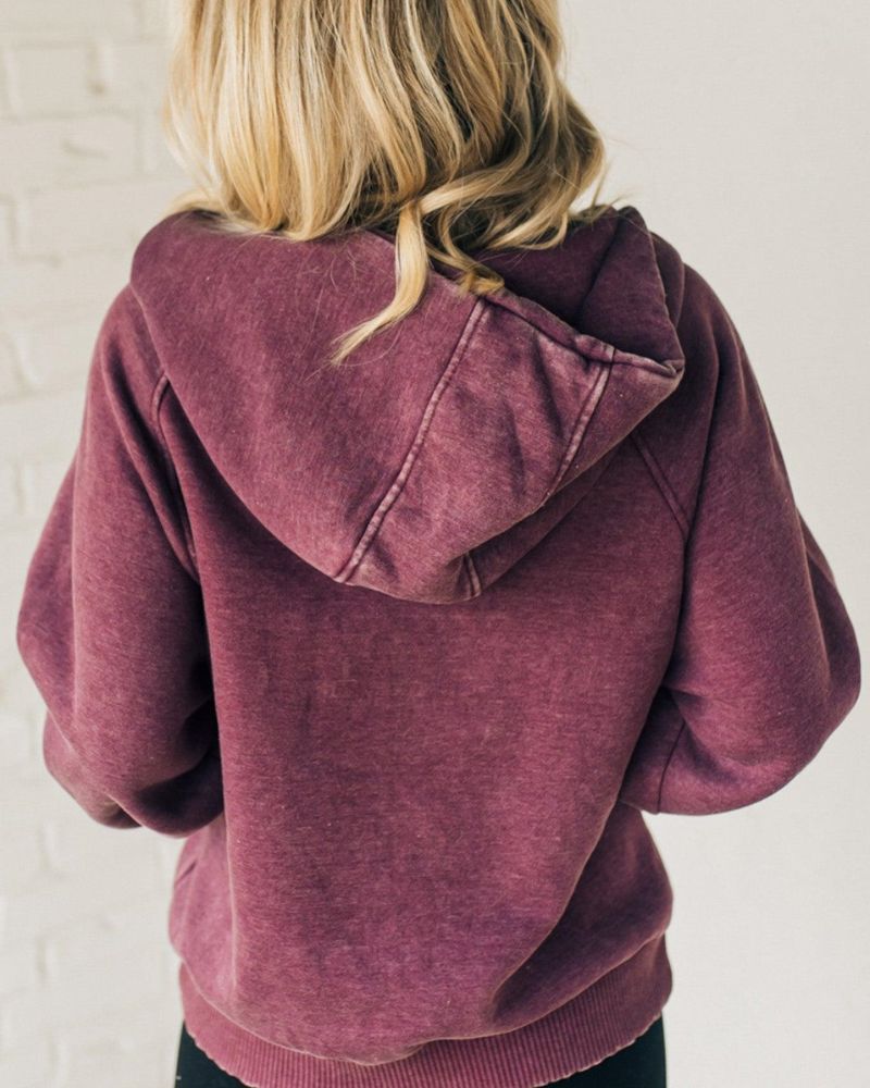 Drune | Zip Henley Acid Wash Fleece Hoodie