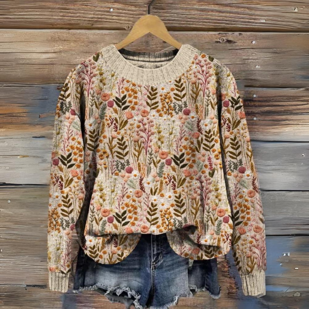 Drune | Strickpullover mit Gestickten Blumen