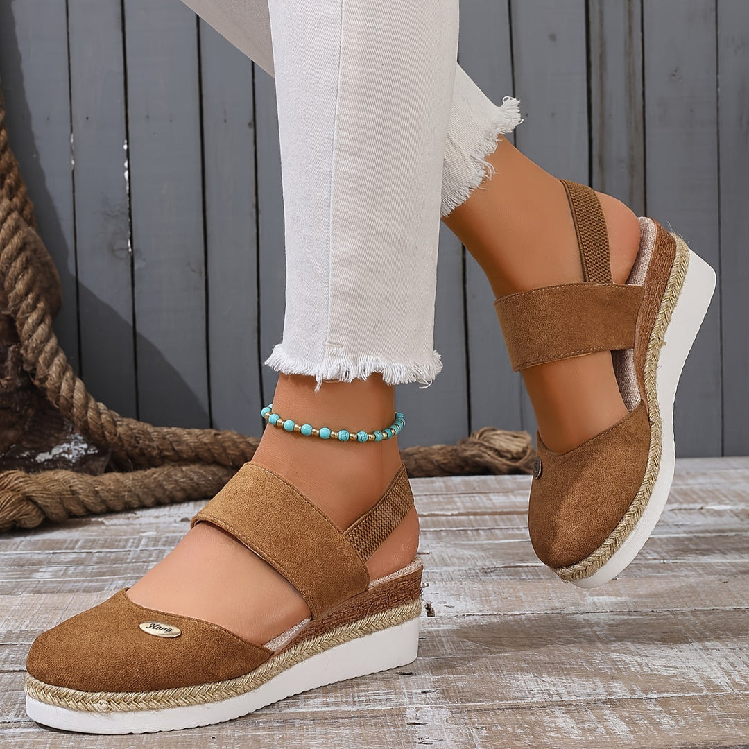 Drune | Damen Sandalen Auf Plattform: Rutschfest, Geschlossene Zehe, Elastischer Riemen