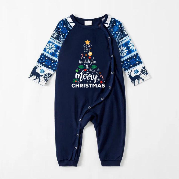 Drune | "Wir wünschen Ihnen ein frohes Weihnachten" Print Blau Familie Weihnachten Passende Schlafanzüge