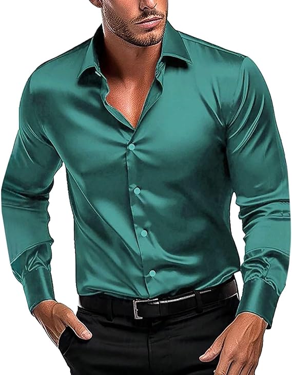 Herren Hochglanz Satinhemd mit modernem Schnitt und eleganten Details Drune